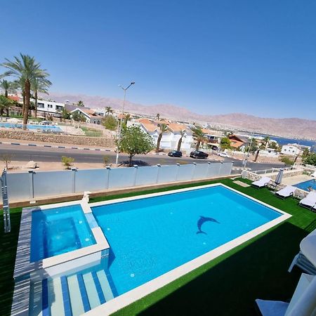 Villa With Heated Pool And Jacuzzi Sea View 300M Front Of The Beach Eilat Exterior photo